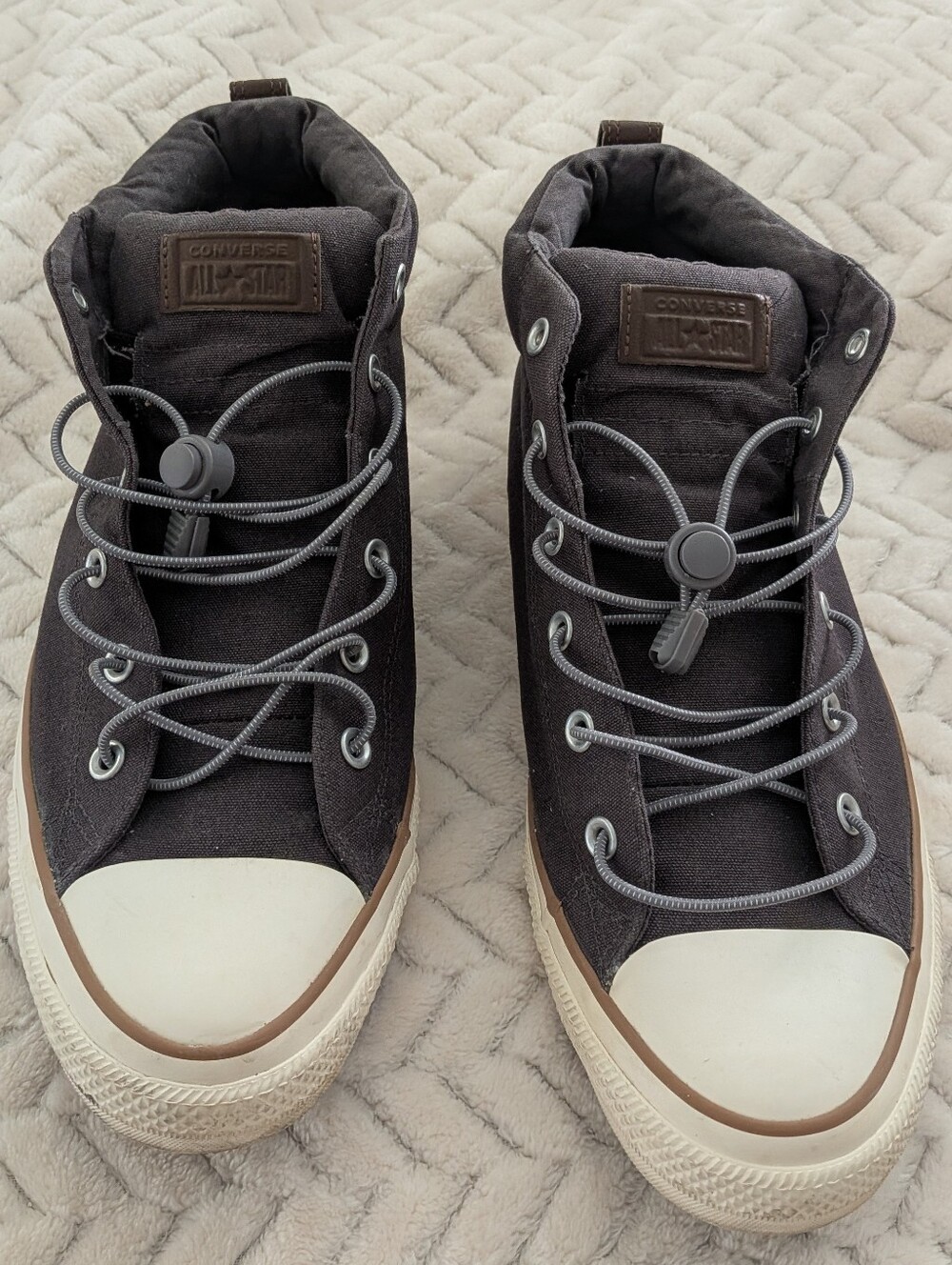 Converse Sz 13 Chuck Taylor All Star Mid Malden Street Grey Brown Accents Padded